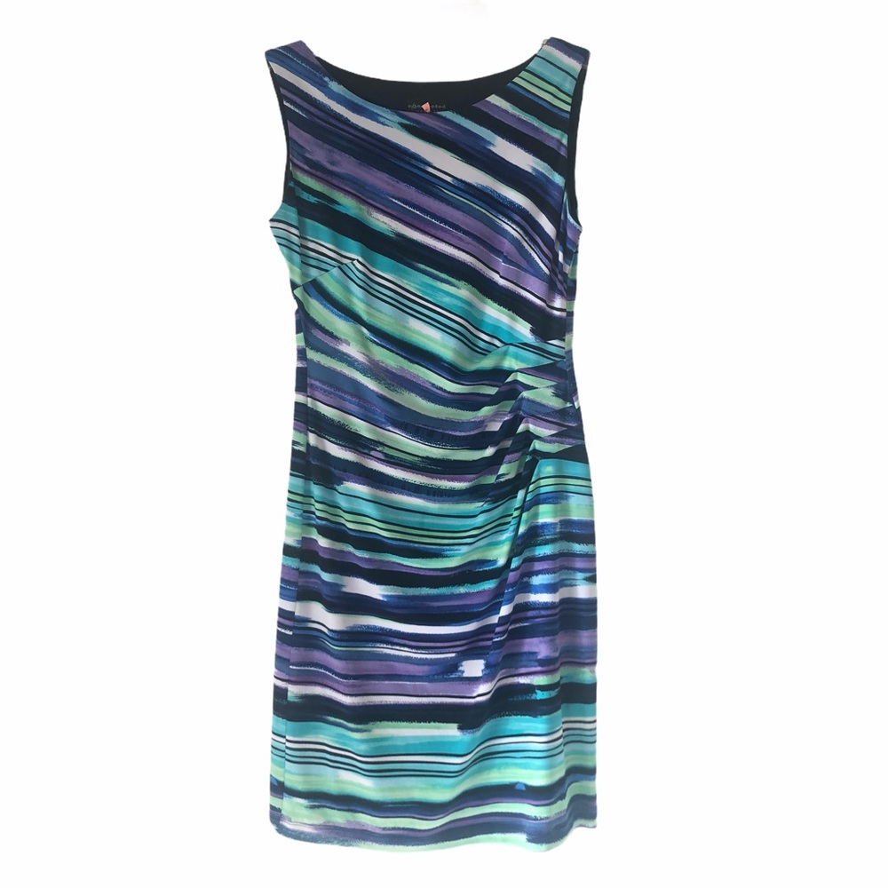 Connected Apparel Multicolored Faux Wrap Dress